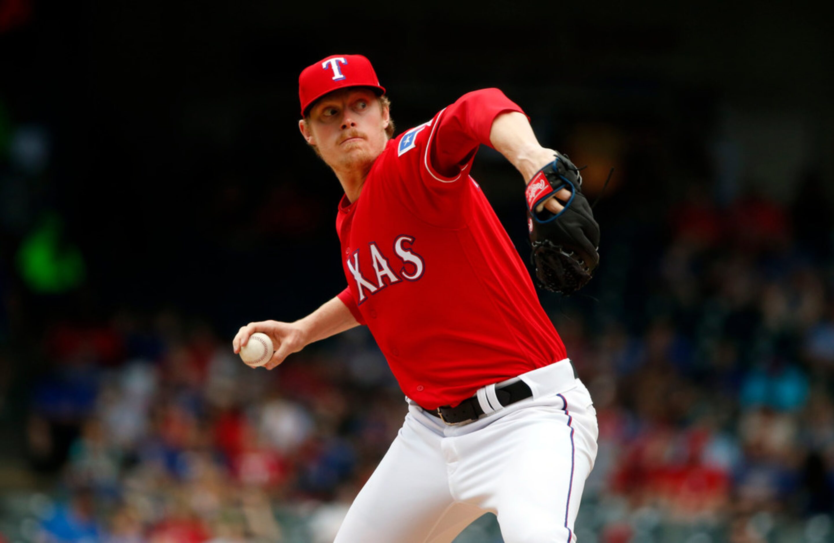 Texas Rangers relief pitcher Peter Fairbanks (46) pitches against the Oakland Athletics...