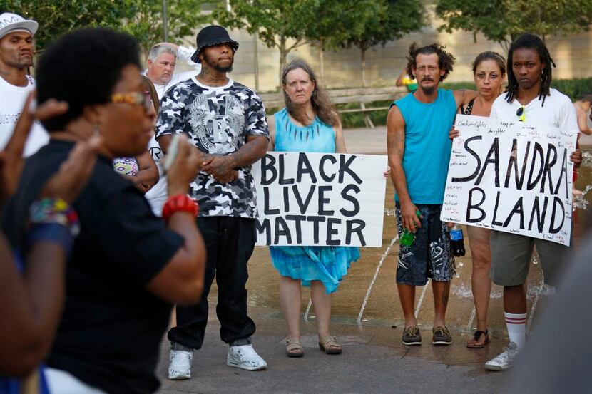 
Activists and community members gather for a Dallas prayer vigil and march in memory of...