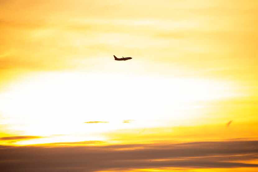 A Southwest Airlines jet departs against the morning sunrise on Friday, June 14, 2019 in...
