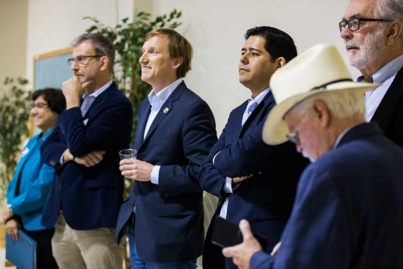 From left: Gubernatorial candidates Lupe Valdez, Jeffrey Payne, Andrew White, Adrian...