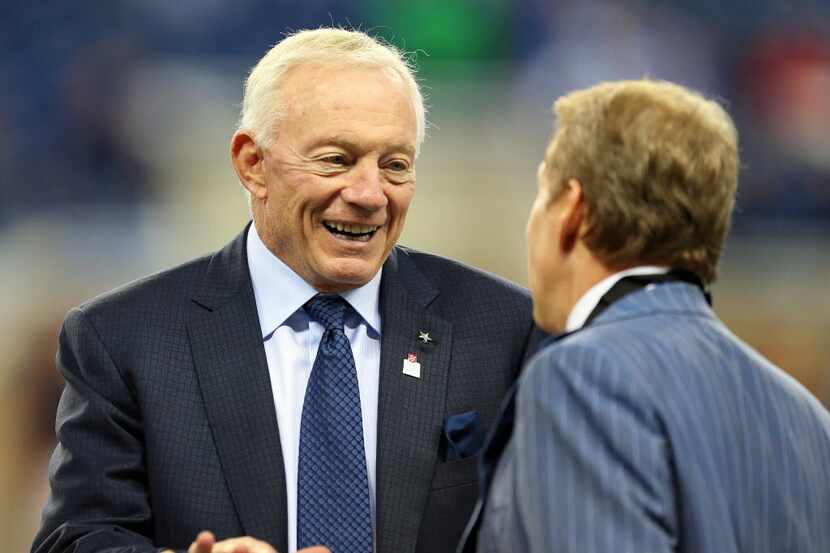 Oct 27, 2013; Detroit, MI, USA; Dallas Cowboys owner Jerry Jones prior to a game between the...