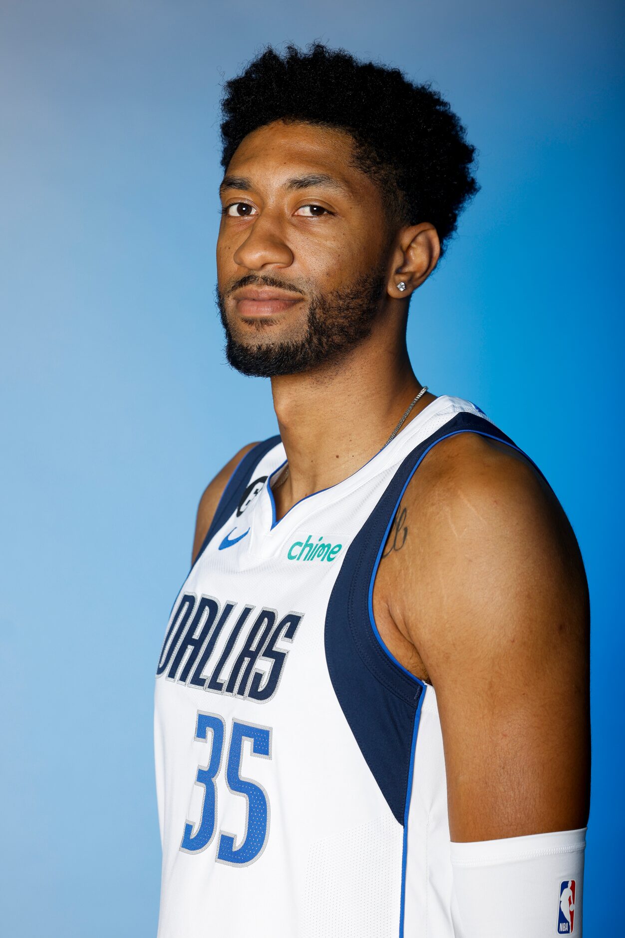 Dallas Mavericks’ Christian Wood is photographed during the media day at American Airlines...