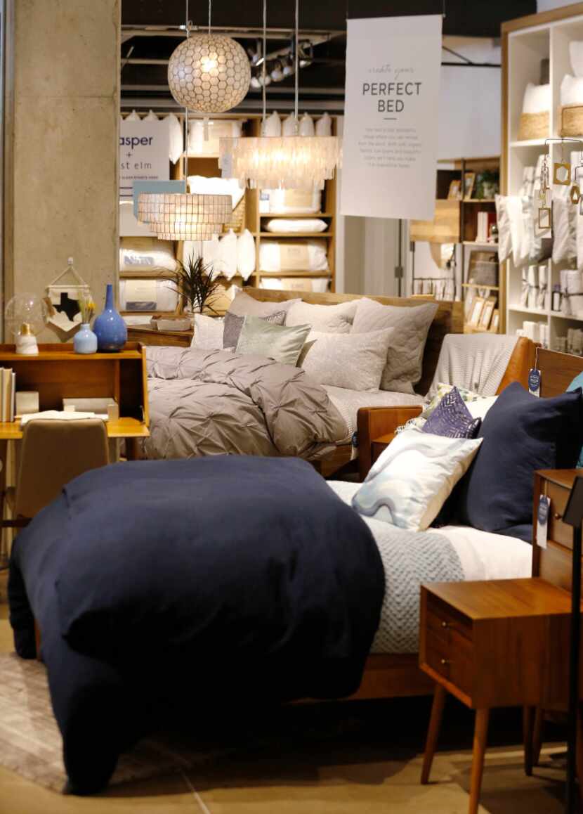 The Plano West Elm has a large bedding selection and bed displays.