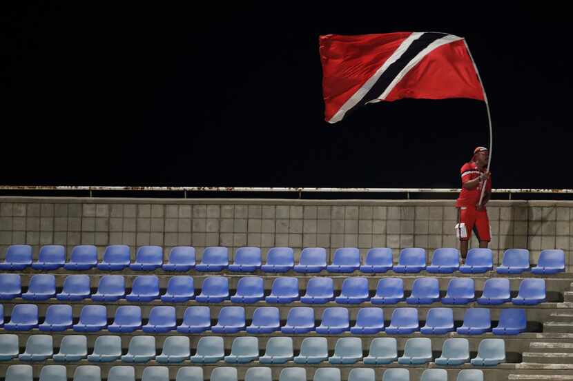Trinidad and Tobago fan arrive at the stadium to attend a 2018 World Cup qualifying soccer...
