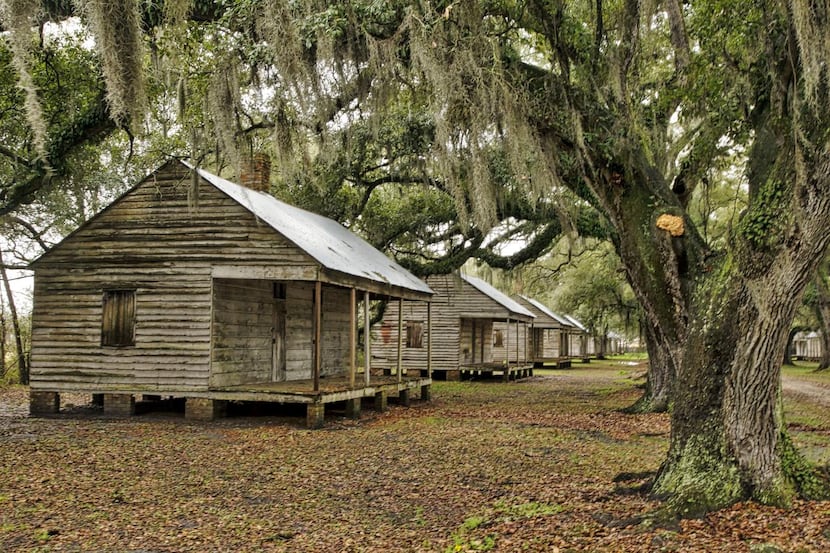 Intact slave cabins in the original location at the Evergreen Plantation.
