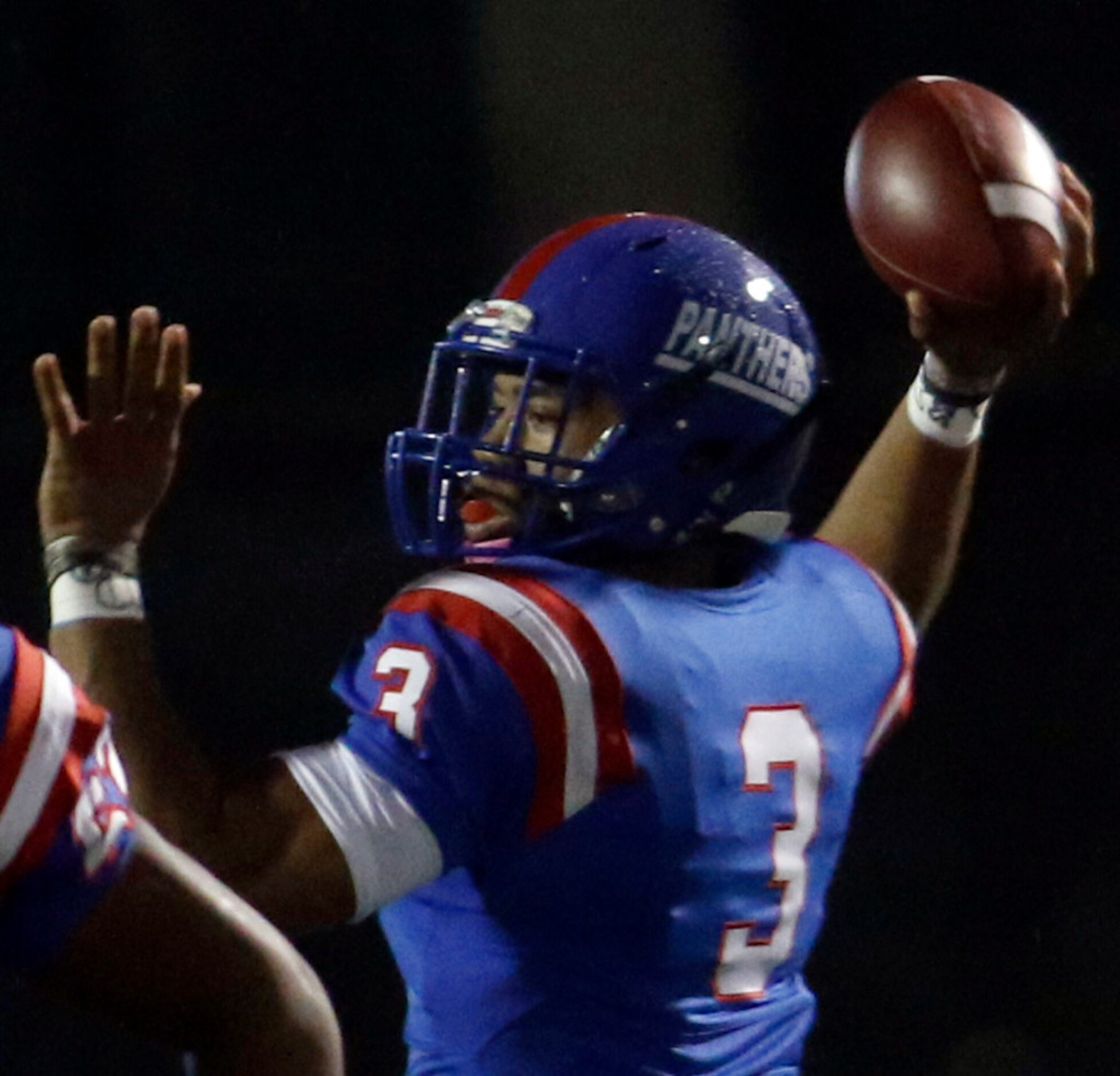 Duncanville quarterback Ja'quinden Jackson (3) looks to pass during second quarter action of...