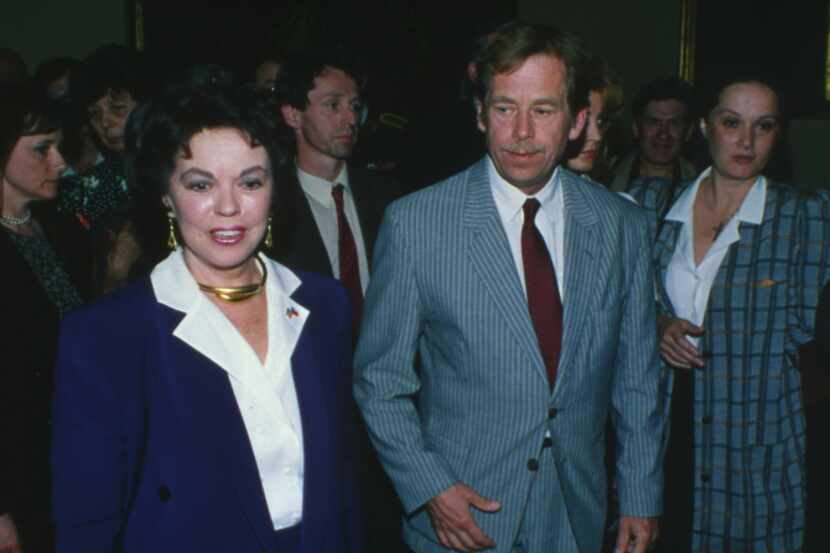 U.S. ambassador to Czechoslovakia Shirley Temple Black and Czechoslovakian president Vaclav...