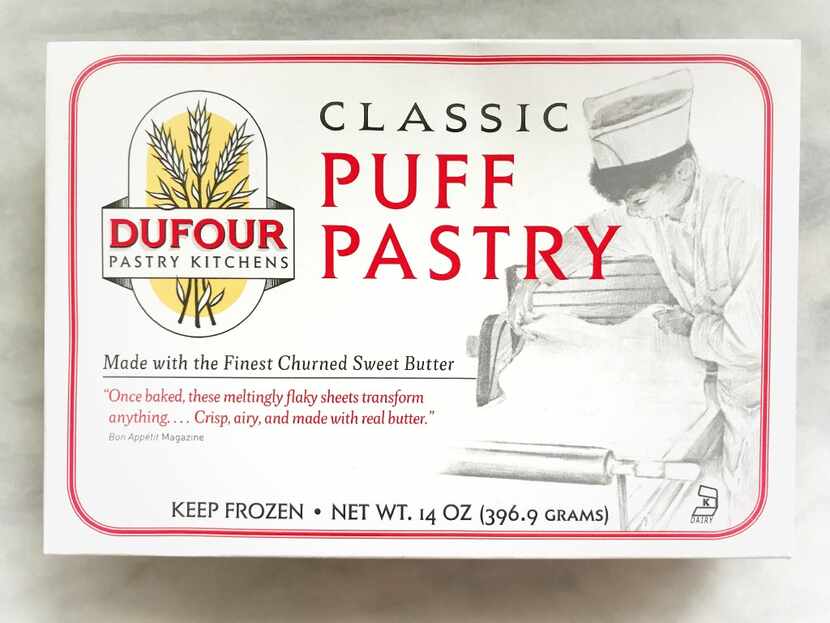 A box of Dufour Pastry Kitchens frozen puff pastry