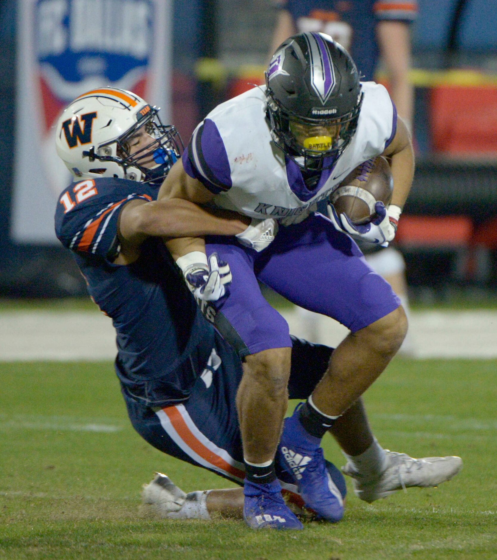 Wakeland Michael Flanagan (12) tackles Frisco Independence’s Vishnu Rajan in the second...