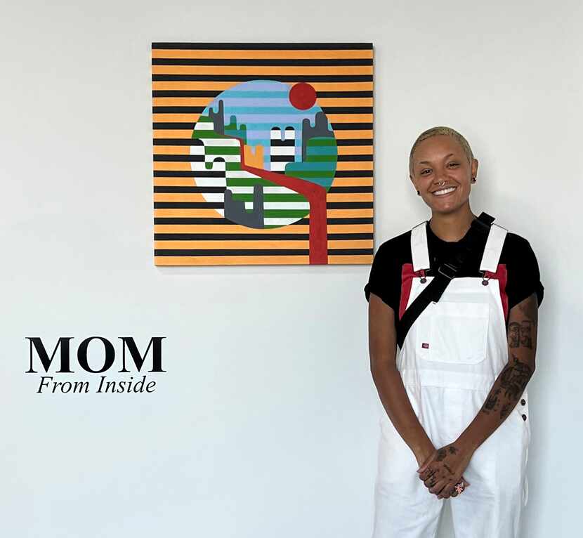 Artist MOM photographed at their exhibition "MOM: From Inside" on view through Oct. 15 at...