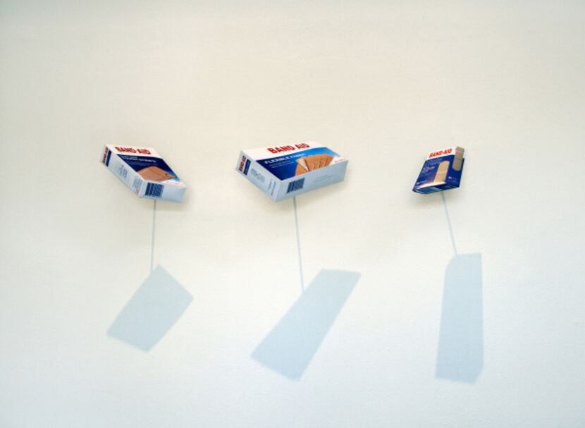 From left, Band-Aids (XL Tough-Strips) 2011, Paper, edition of 10, Band-Aids (flexible...