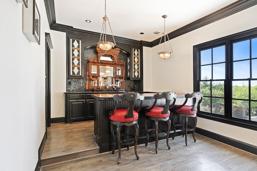 The Sherman-area estate sports a pub-style wet bar.