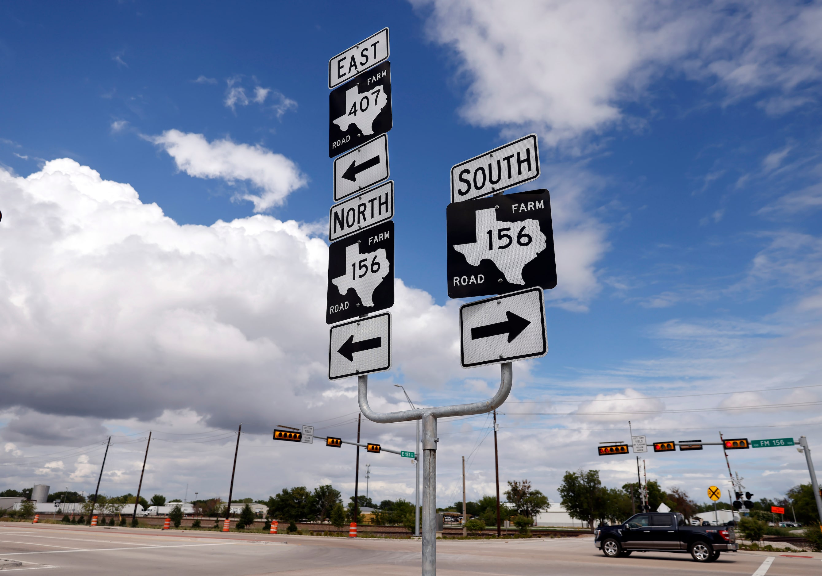 FM 156 and FM 407 is a main intersection in Justin.