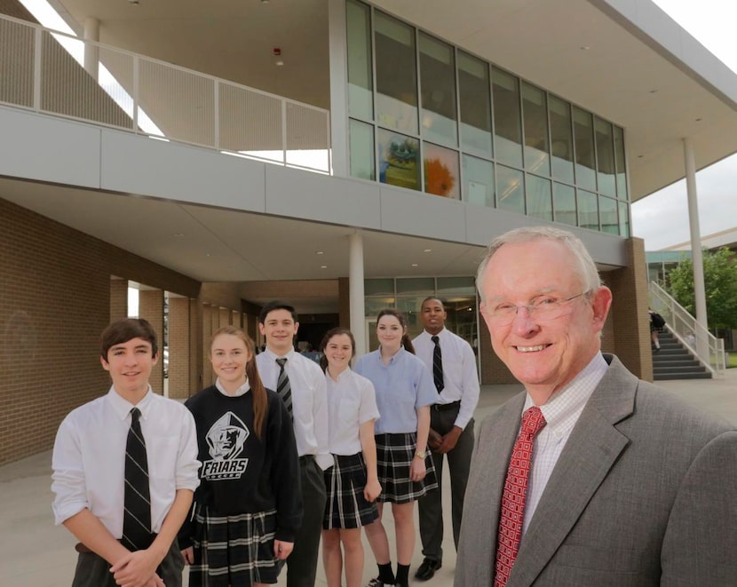 
Bishop Lynch High School students Julian Day (left), Emily Ganter, Zachary McManus, Murphy...