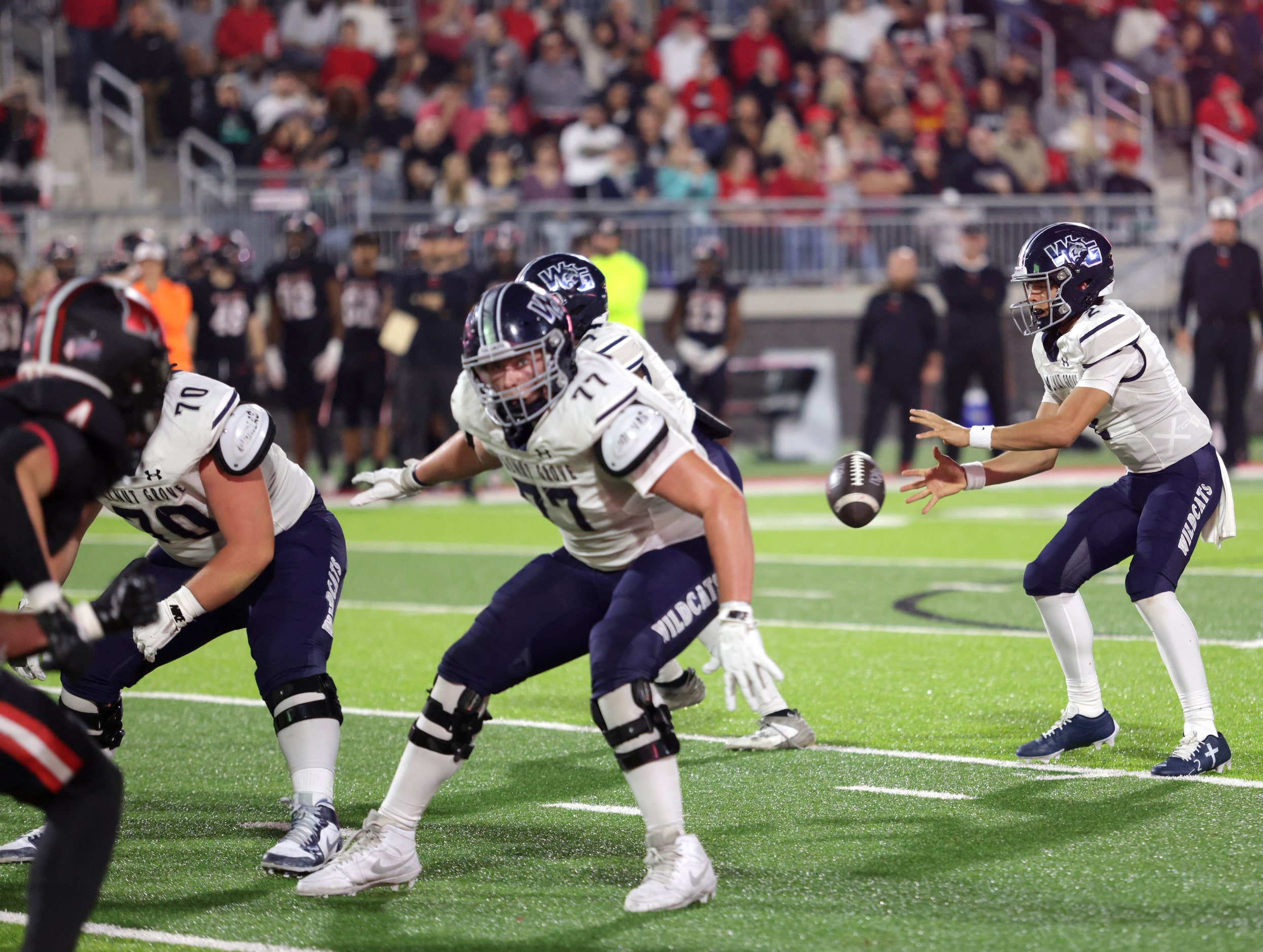 Walnut Grove player #2 Hayes Hackney receives a snap during the Prosper Walnut Grove High...