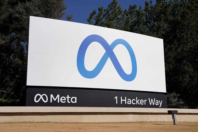 Facebook's Meta logo is seen at the company headquarters in Menlo Park, Calif.