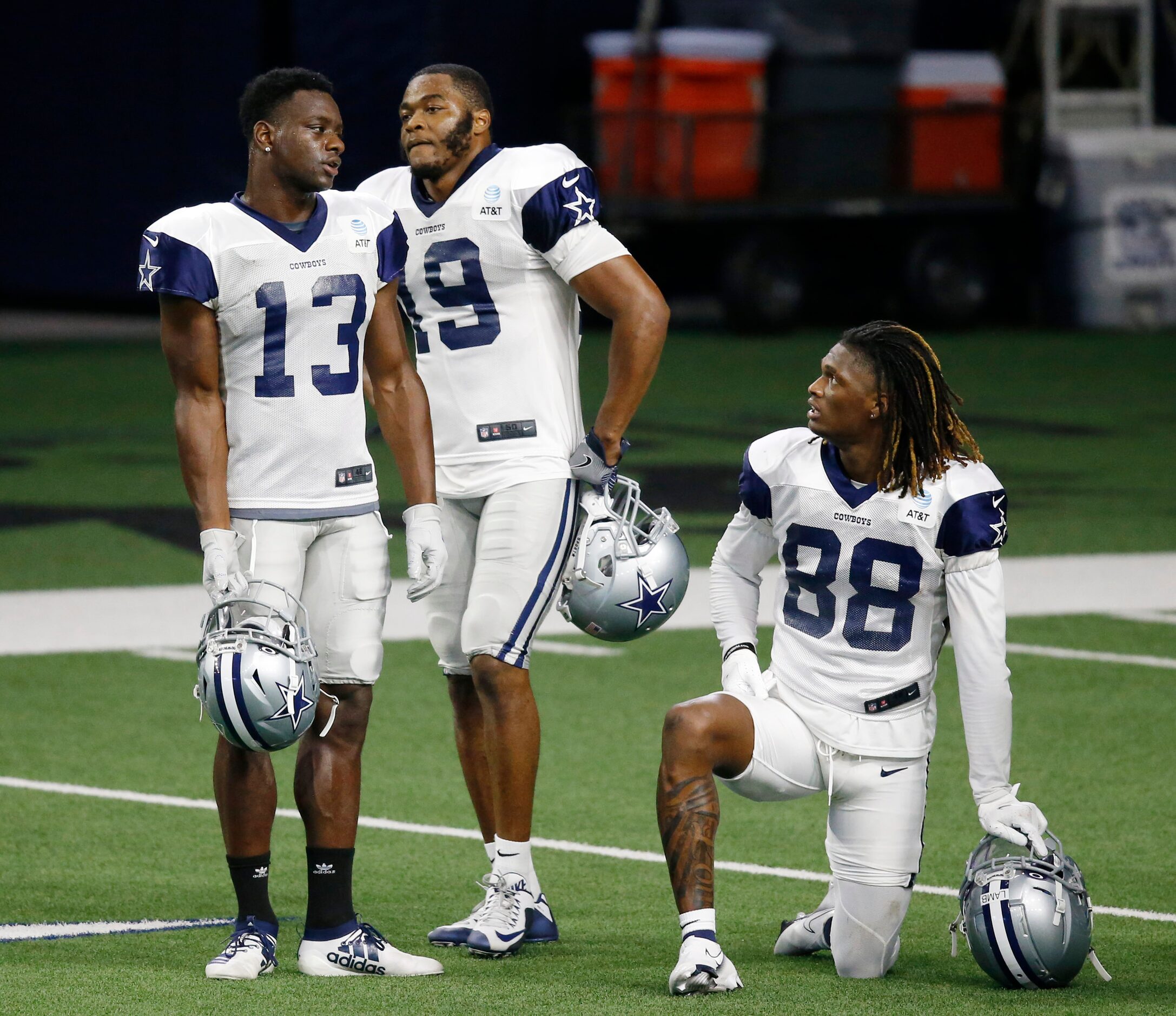 Dallas Cowboys wide receiver Michael Gallup (13), Dallas Cowboys wide receiver Amari Cooper...