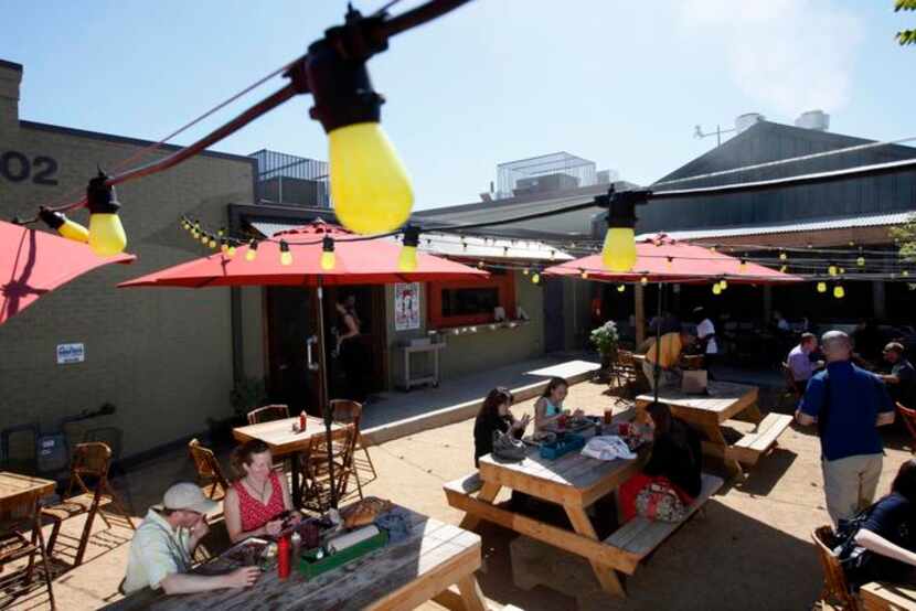 
The side patio has plenty of shady seating, and live music Friday and Saturday evenings.
