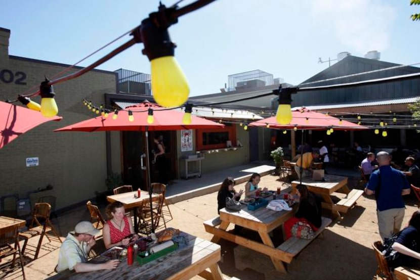 
The side patio has plenty of shady seating, and live music Friday and Saturday evenings.
