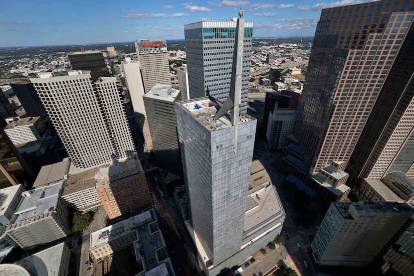 The Republic Bank tower seen from above.