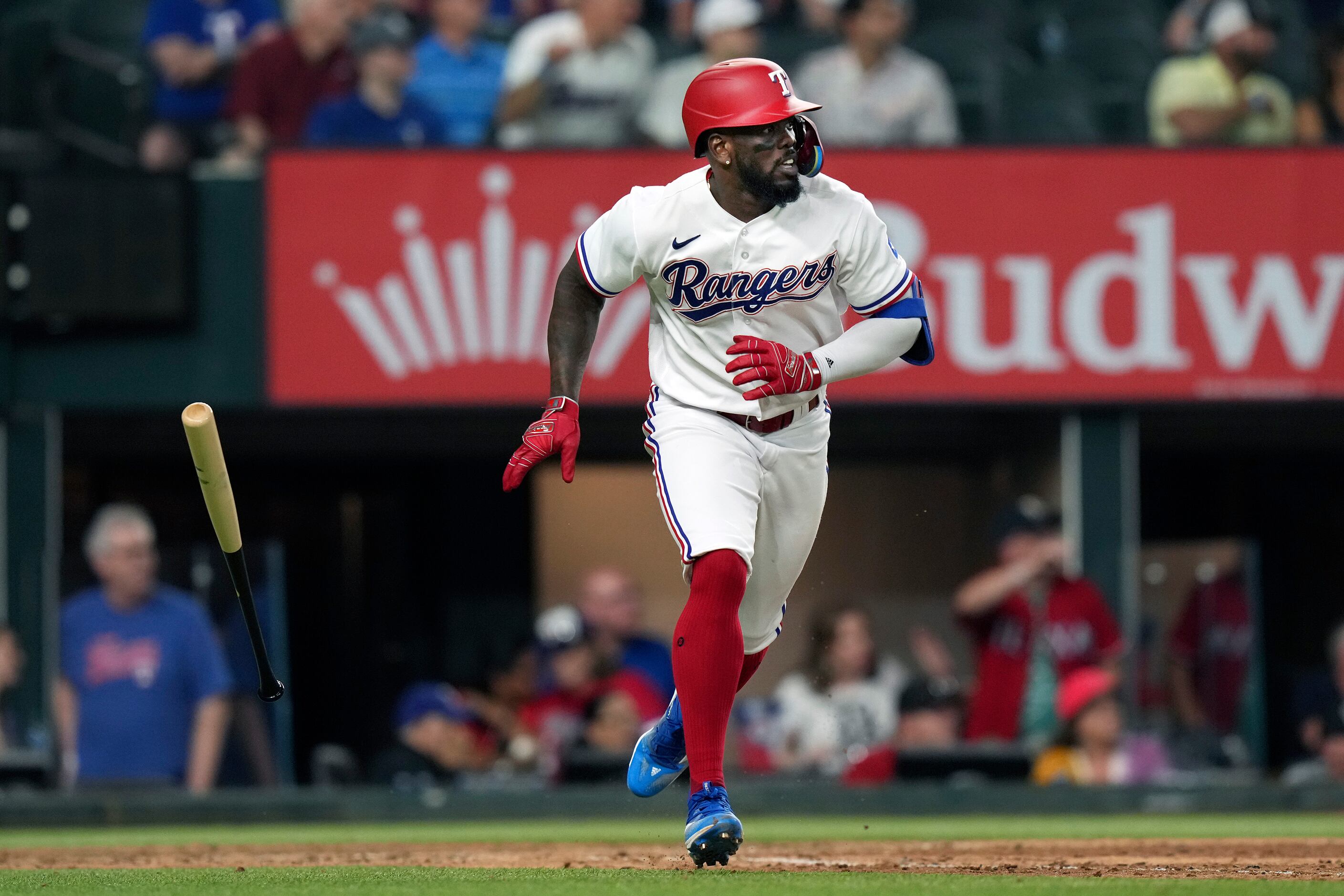 Adolis Garcia's bat toss. : r/TexasRangers