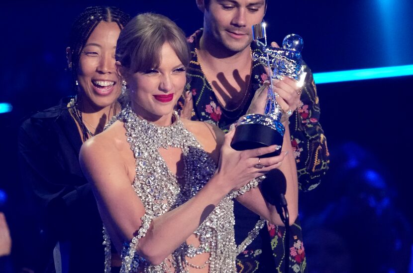 Taylor Swift accepts the award for best longform video for "All Too Well (10 Minute Version)...