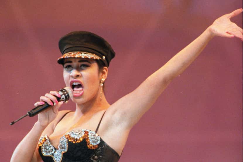 Selena Quintanilla performs at the Houston Livestock Show and Rodeo inside the Astrodome in...