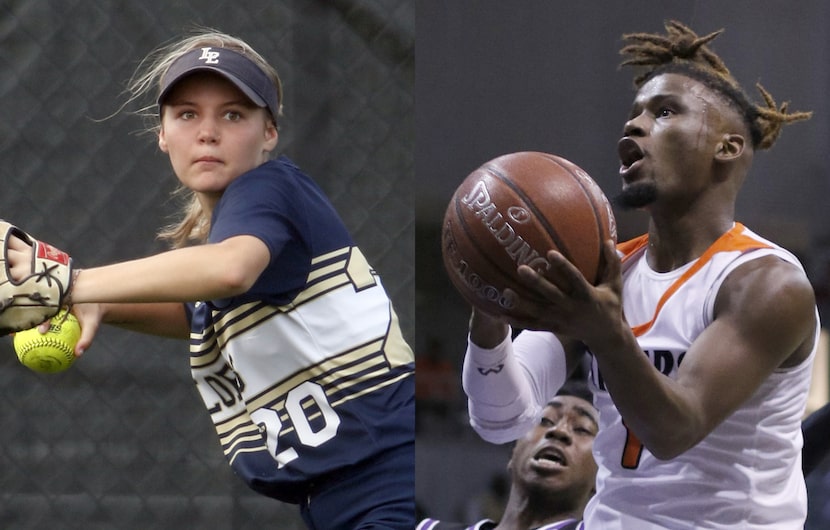 Little Elm's Madison Adams (left) and Lancaster's Mike Miles.