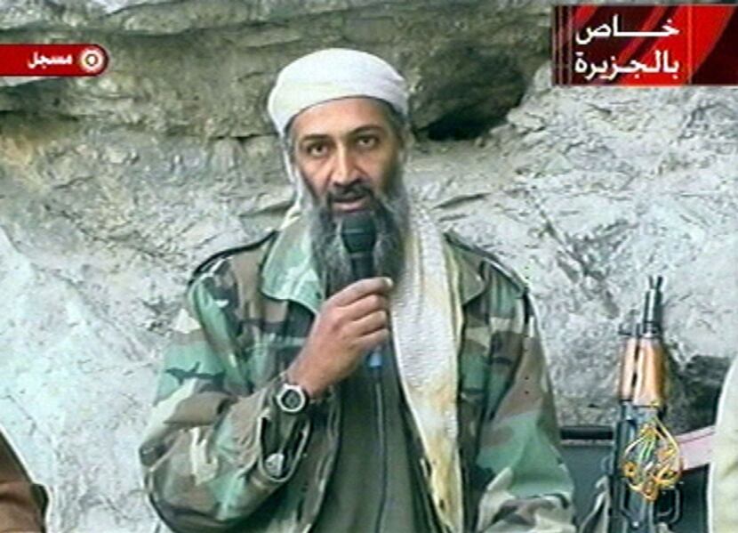 ORG XMIT: S0369775597_WIRE Osama bin Laden is seen at an undisclosed location in this...