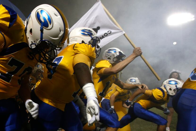 Sunnyvale takes the field before the start of their high school football game against Life...