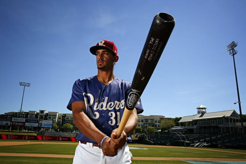 Ronald Guzman, infielder for the Frisco RoughRiders, photographed during the team's media...
