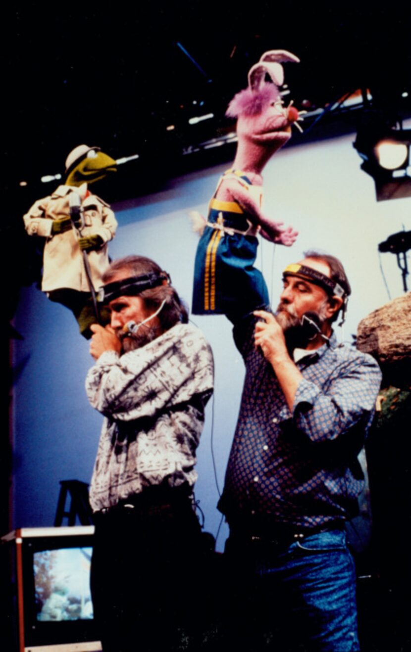 Jim Henson (left, with Jerry Nelson) created engaging puppet characters that entertained...