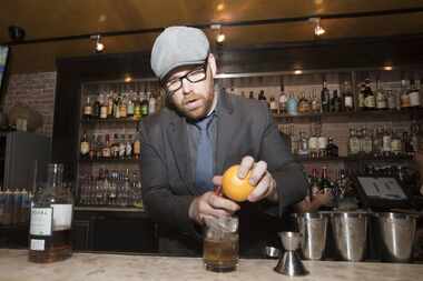 Victor Tangos general manager Matt Ragan whips up an Old-Fashioned with Koval custom blended...