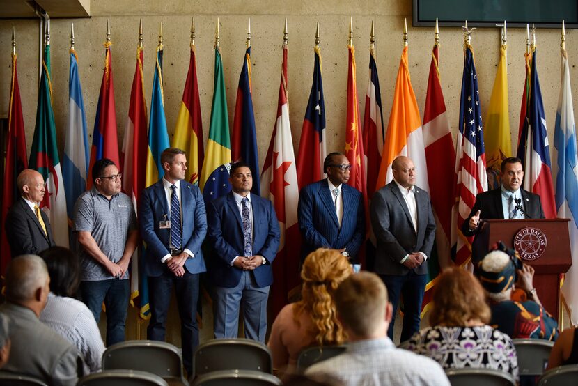 From left: Dallas County DA John Creuzot; Dallas City Council members Omar Narvaez, Chad...