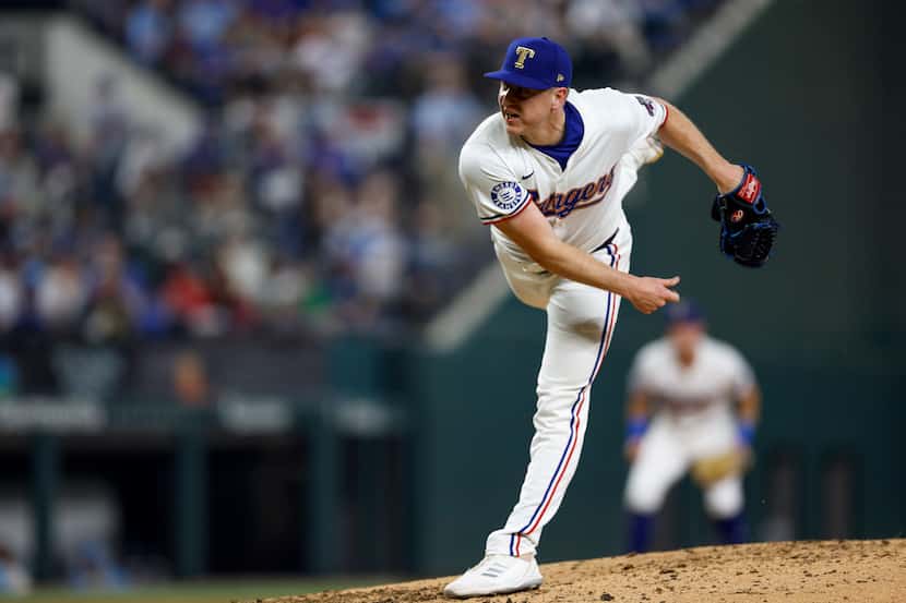 Texas Rangers relief pitcher Josh Sborz (66) delivered during the sixth inning against the...