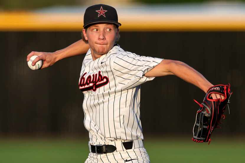 Coppell starting pitcher Andrew Nester delivers a pitch against Flower Mound during a...