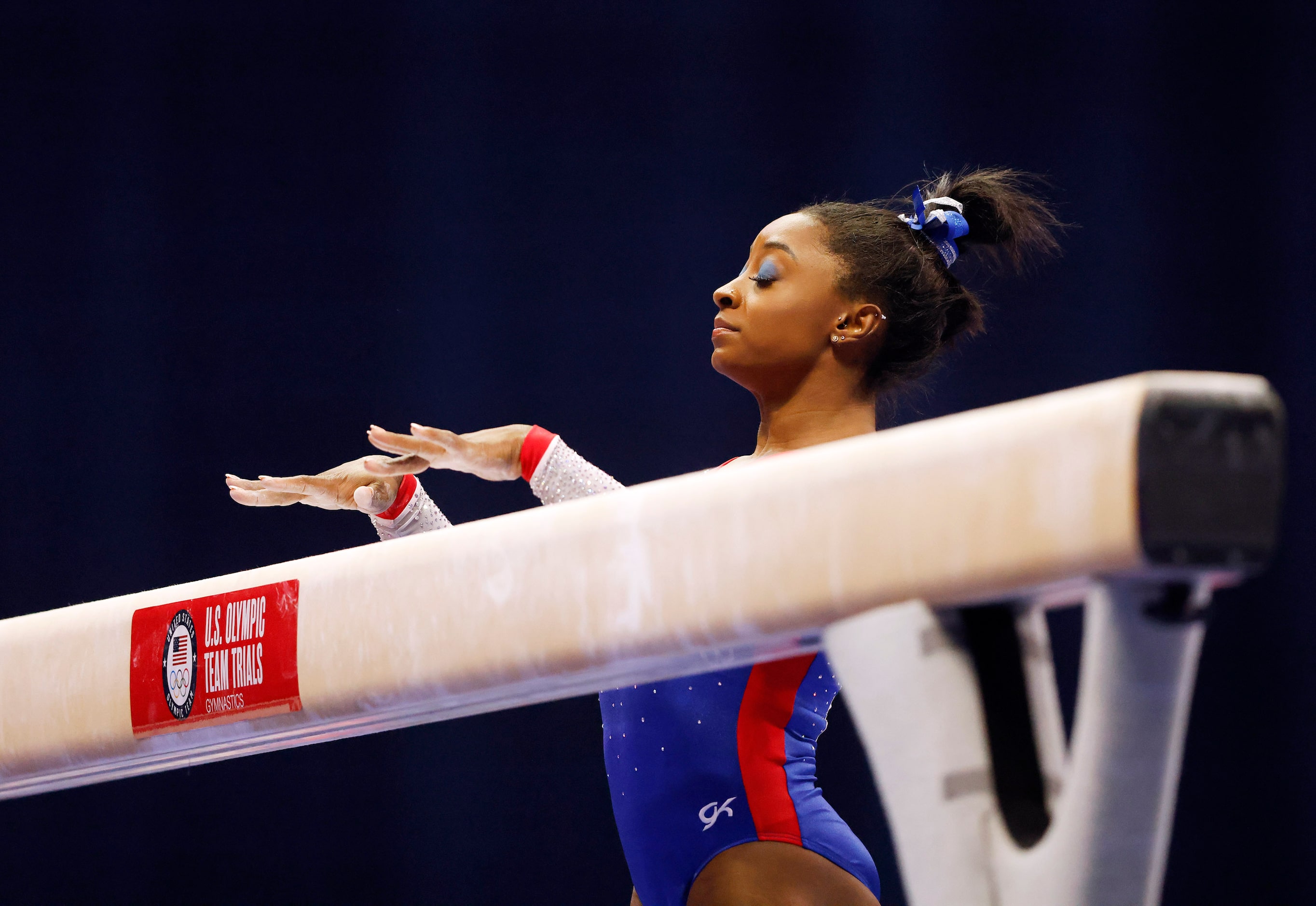 Simone Biles of World Champions competes in balance beam during day 1 of the women's 2021...