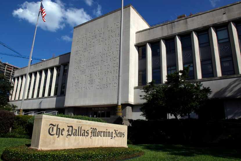 The Dallas Morning News facade. The News won second place in the large-newspaper staff...