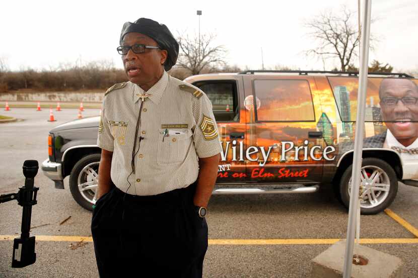John Wiley Price, the Dallas County Commissioner for District 3, speaks to the media...