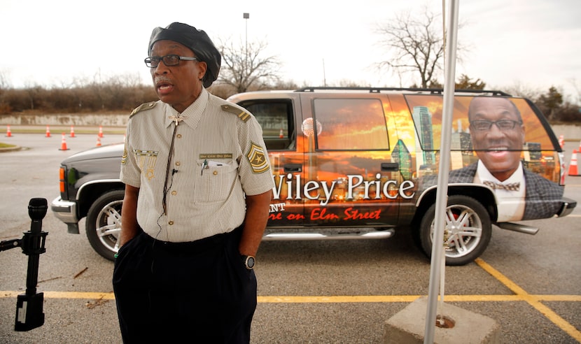 John Wiley Price, the Dallas County Commissioner for District 3, speaks to the media...