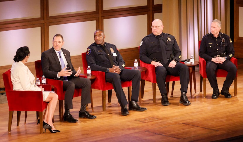 Dallas Police Department Executive Assistant Chief Michael Igo (far right) sits on a panel...