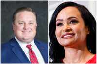 State Rep. Justin Holland (left) and Katrina Pierson are candidates in the May 28 GOP...