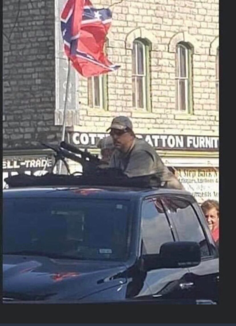 The man in this photo, which came to symbolize the July 25, 2020, near riot in Weatherford...