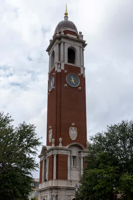 The clock tower at the Old Parkland campus in Dallas serves as a beacon for the many wealth...