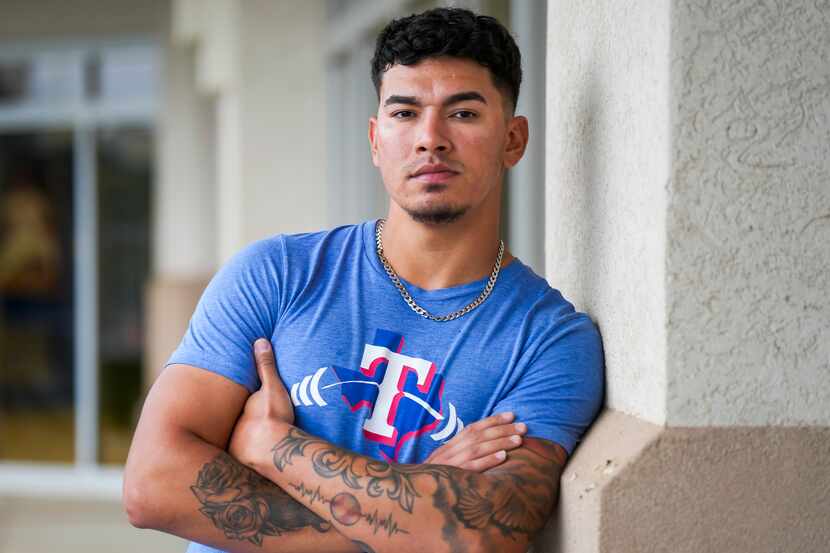 Infielder Chris Seise photographed during a Texas Rangers minor league spring camp workout...