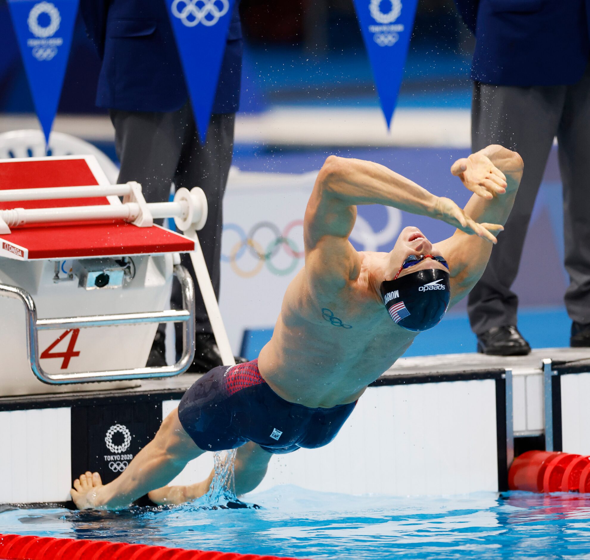 USA’s Ryan Murphy competes in the men’s 100 meter backstroke final during the postponed 2020...