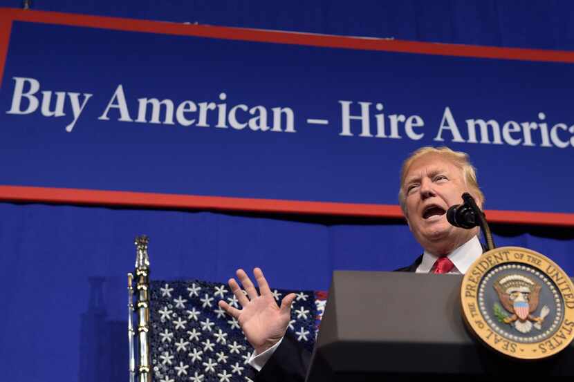 President Donald Trump speaks at tool manufacturer Snap-on Inc. in Kenosha, Wis., Tuesday,...