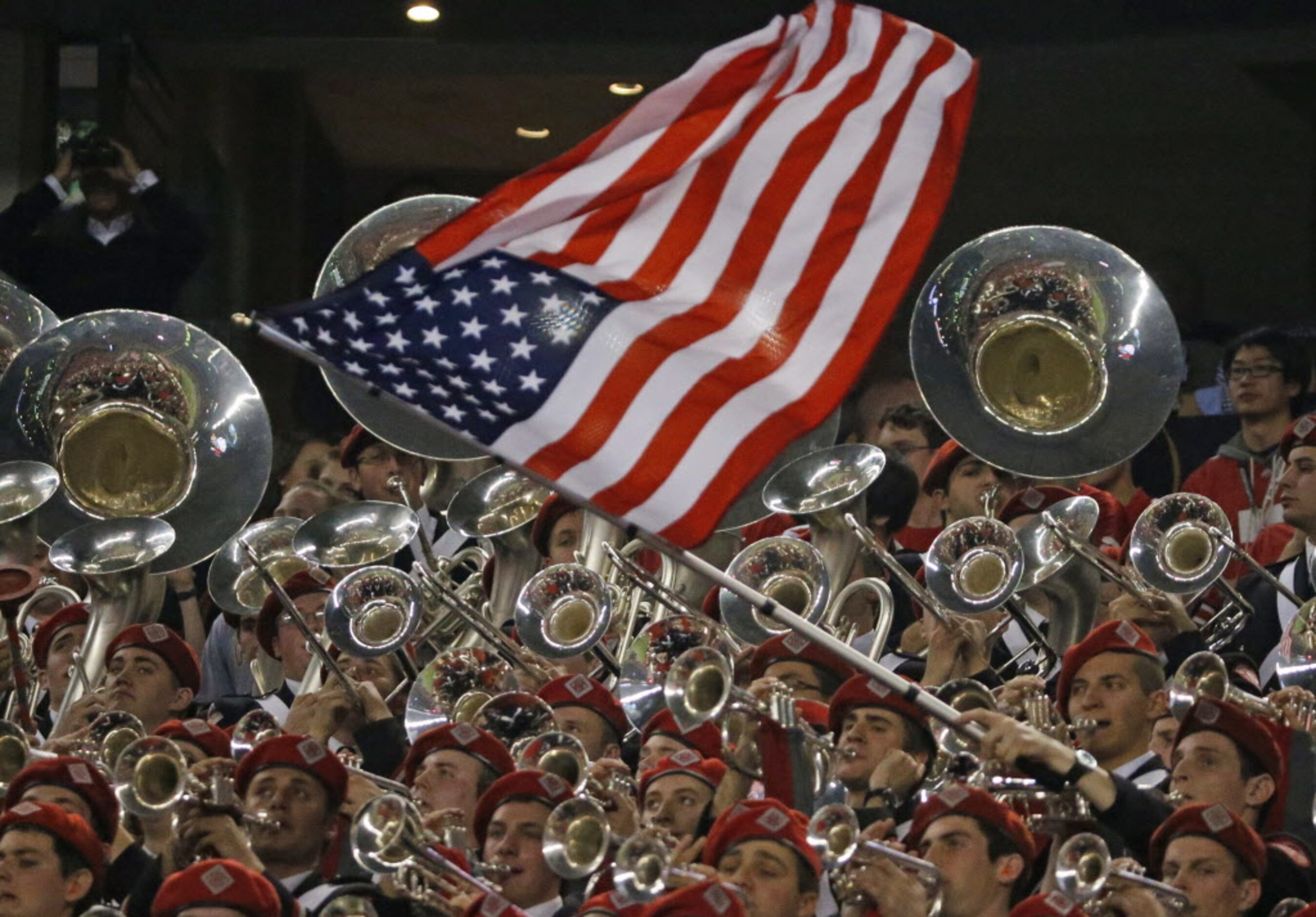 The Ohio State band performs in the stands during the first half of the College Football...