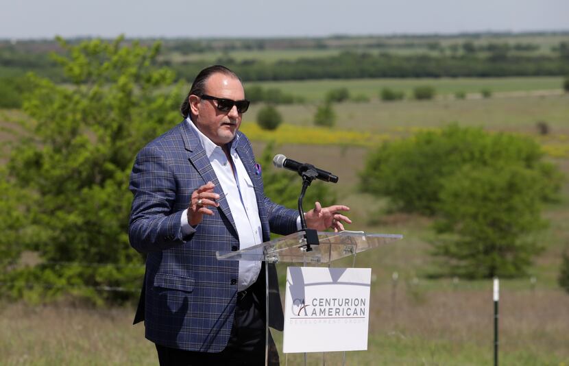 Rex Glendenning speaks during a groundbreaking ceremony at the new Centurion American...