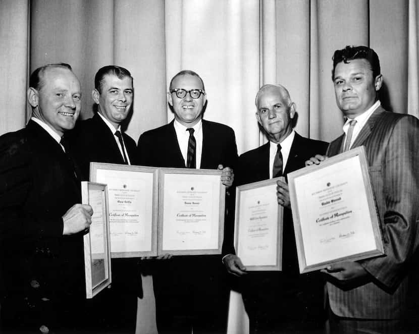 
Blackie Sherrod (right), working for the Dallas Times Herald at the time, joined other...